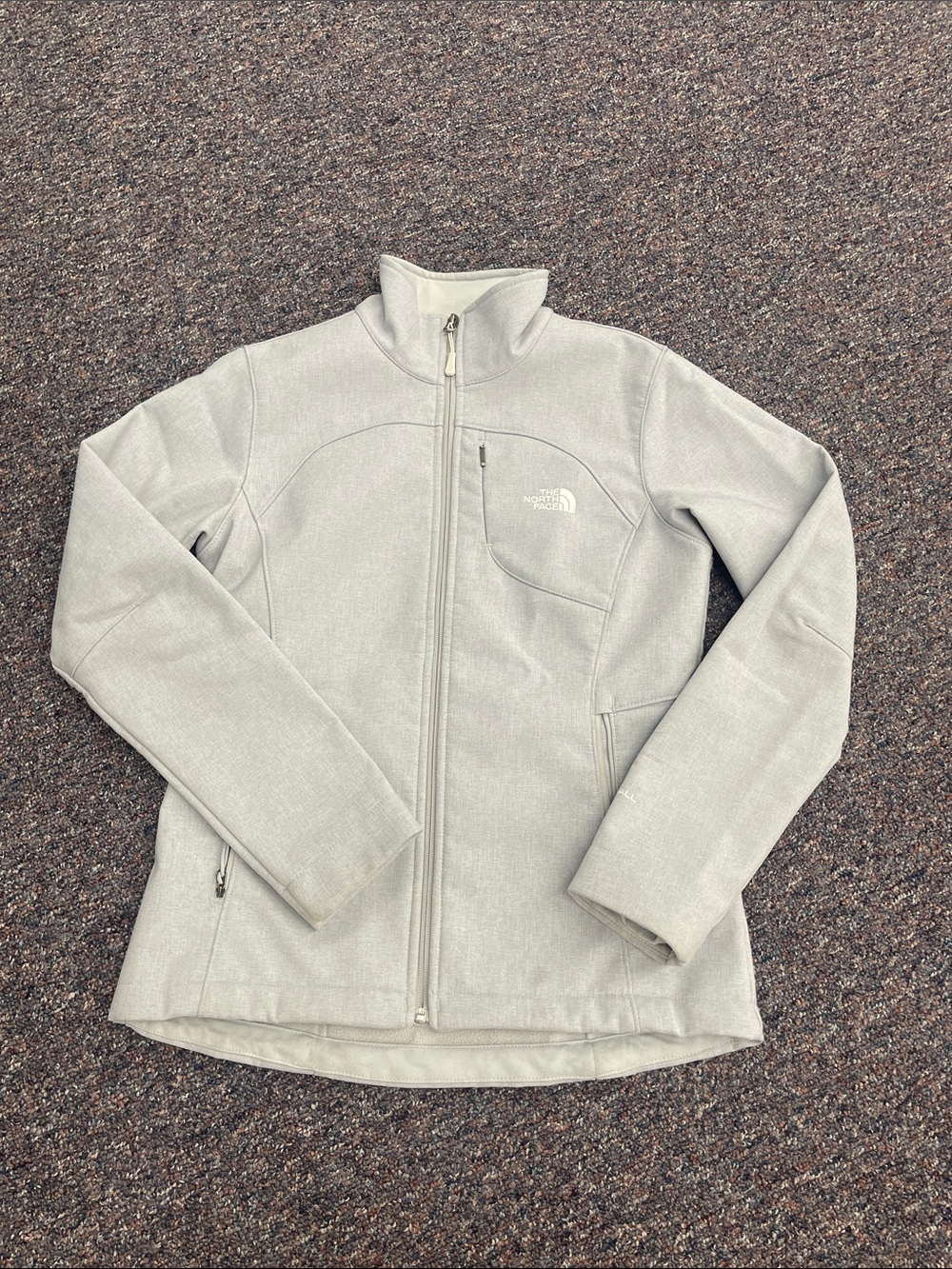 The North Face Heather Light Gray Full-Zip Softshell Jacket